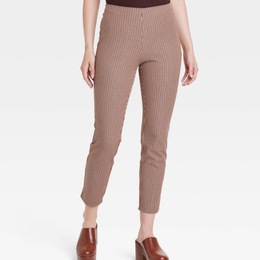 High Rise Skinny Ankle Plaid Pants